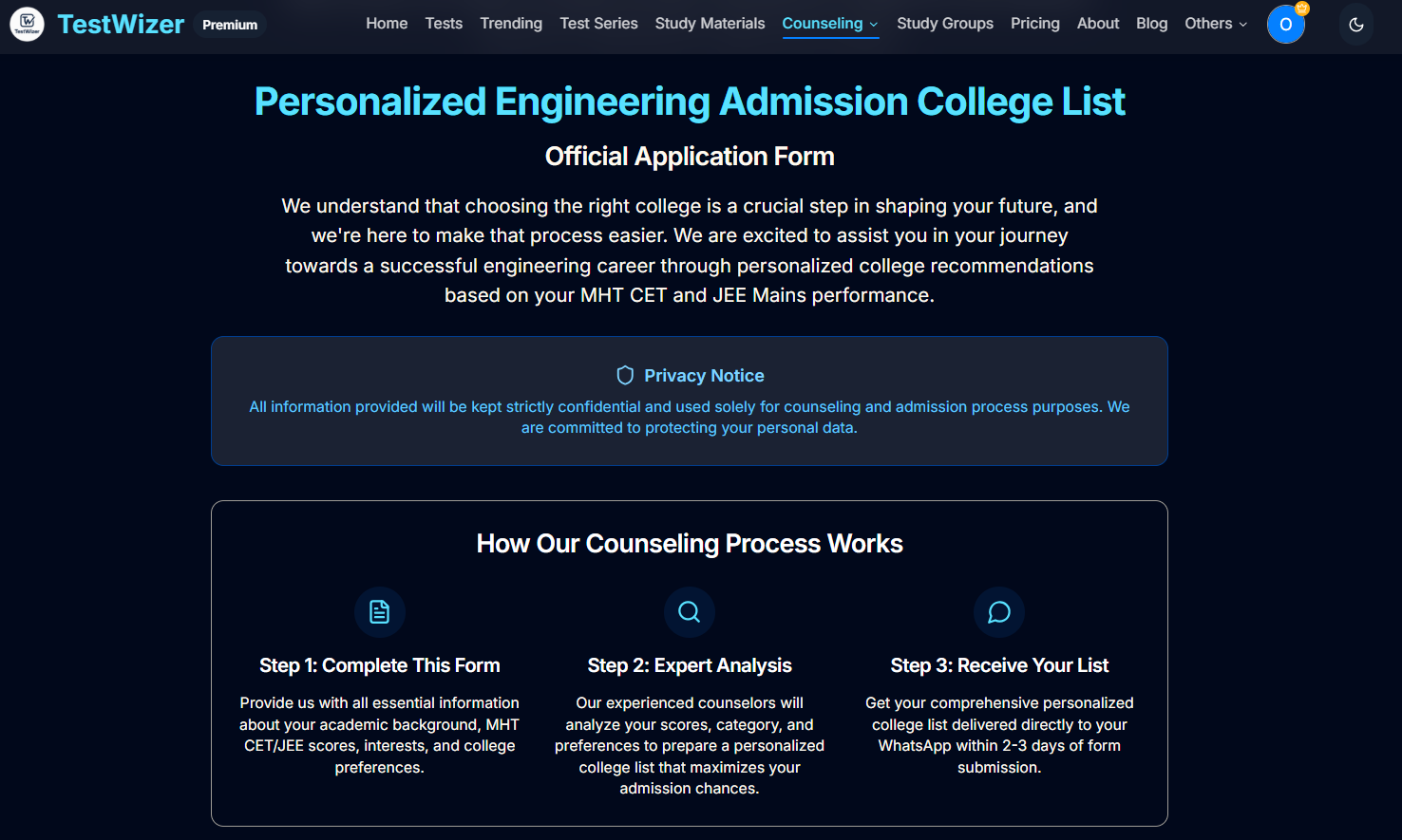 TestWizer Revolutionizes College Selection with New Personalized Engineering College List Application π