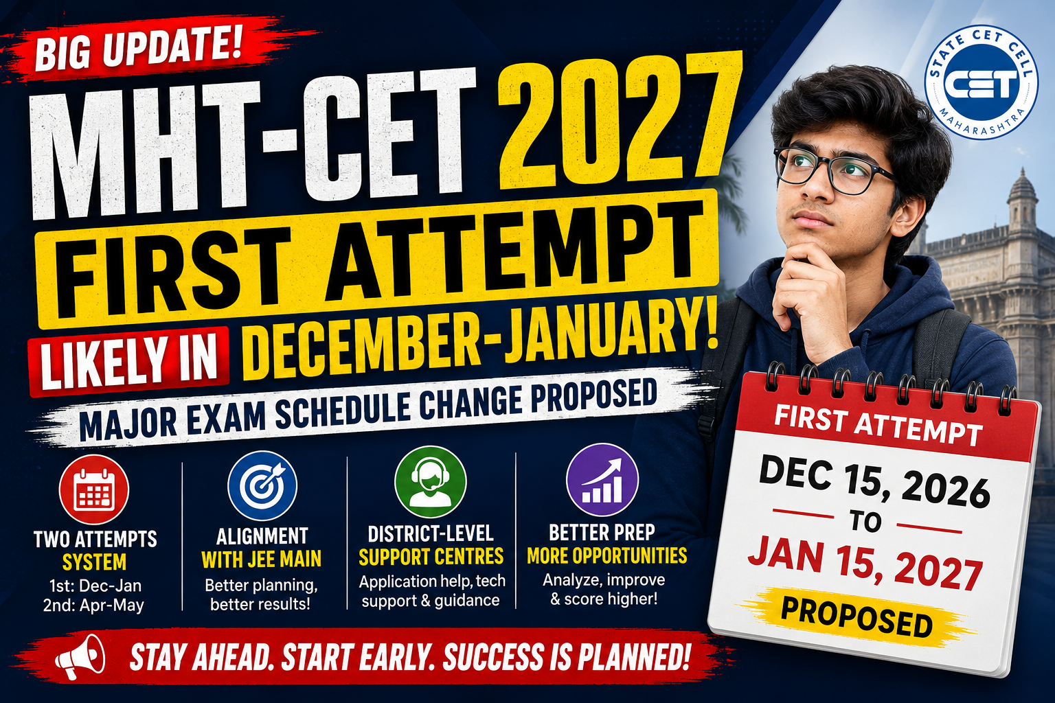 MHT-CET 2027 First Attempt Likely in December-January: Major Exam Schedule Change Proposed