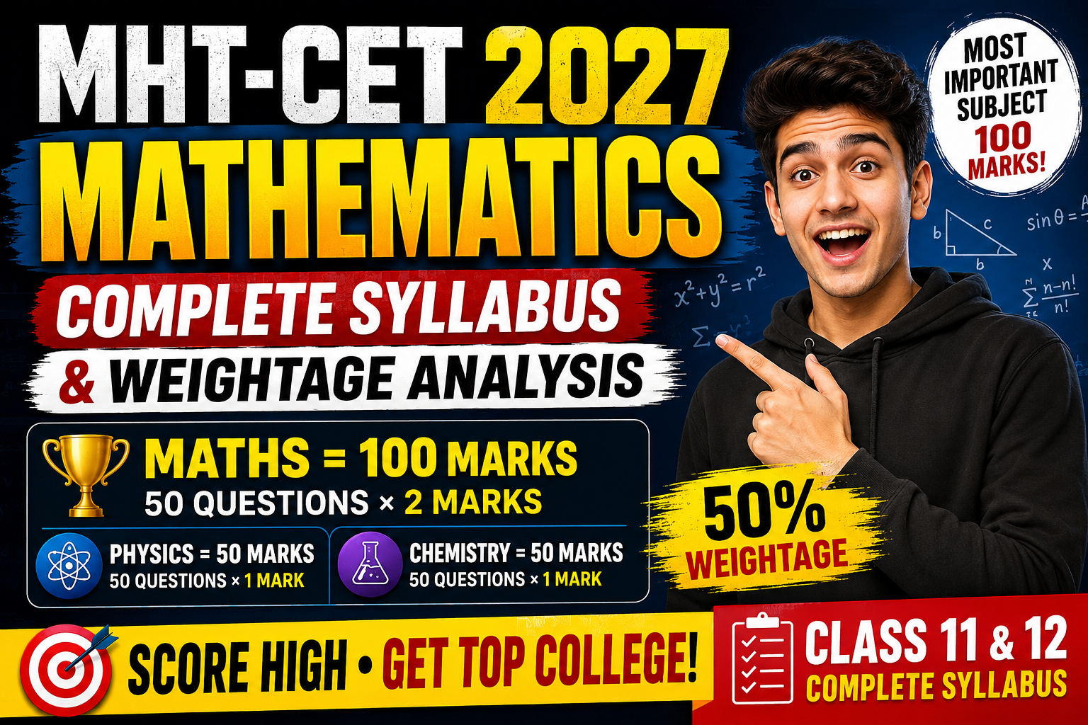 MHT-CET 2027 Mathematics Complete Syllabus & Weightage Analysis